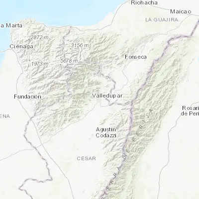 Map showing location of Valledupar (10.463140, -73.253220)
