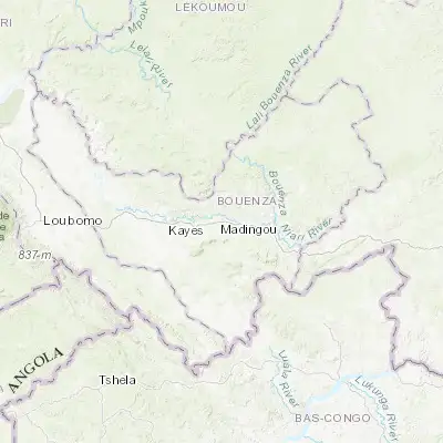Map showing location of Madingou (-4.153610, 13.550000)
