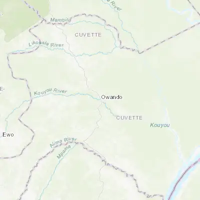 Map showing location of Owando (-0.481930, 15.899880)