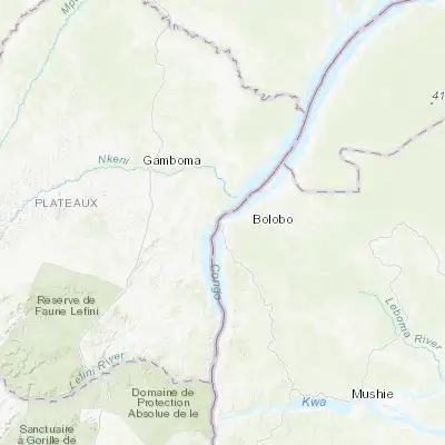 Map showing location of Bolobo (-2.158000, 16.232490)