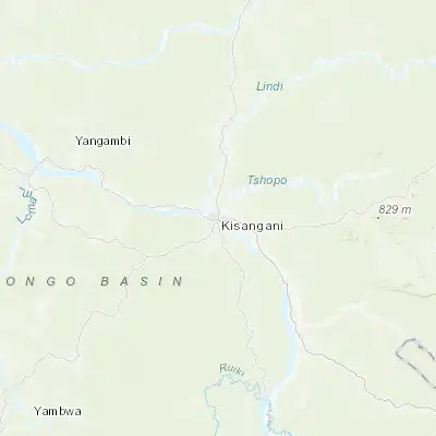 Map showing location of Kisangani (0.515280, 25.190990)