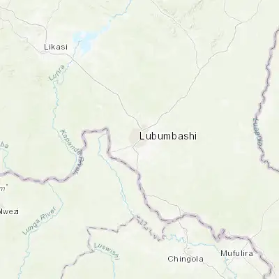 Map showing location of Lubumbashi (-11.660890, 27.479380)