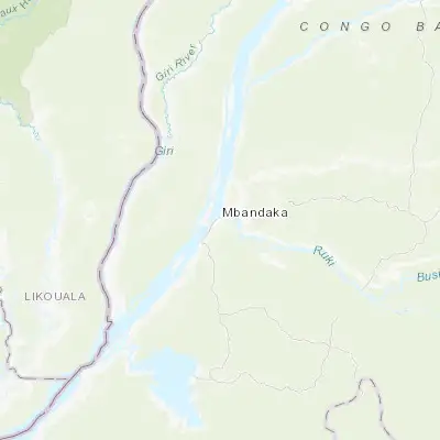Map showing location of Mbandaka (0.048650, 18.260340)