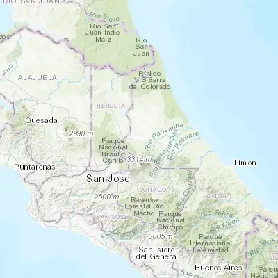 Map showing location of Guápiles (10.216820, -83.784830)