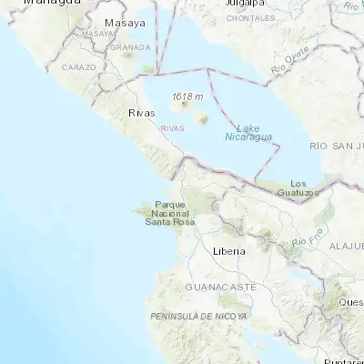 Map showing location of La Cruz (11.073770, -85.632720)