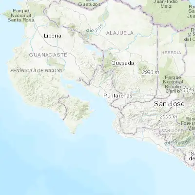 Map showing location of Puntarenas (9.976250, -84.838360)