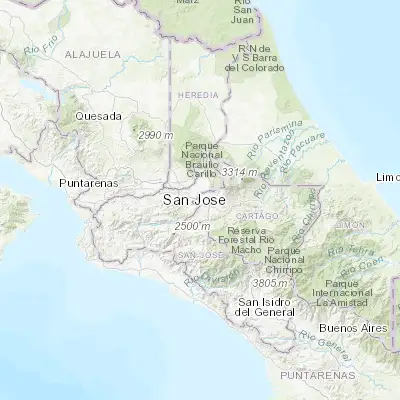 Map showing location of San Diego (9.900280, -84.001700)