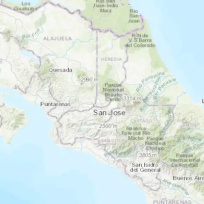Map showing location of San Josecito (10.012650, -84.107500)