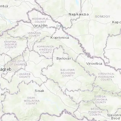 Map showing location of Bjelovar (45.898610, 16.848890)