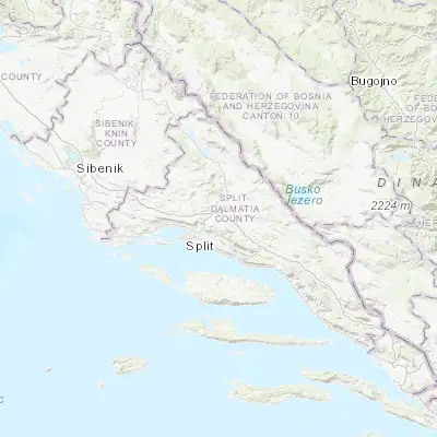 Map showing location of Dugopolje (43.580560, 16.602780)