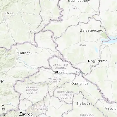 Map showing location of Mursko Središće (46.512100, 16.439380)