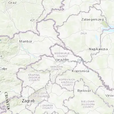 Map showing location of Nedelišće (46.375830, 16.387500)