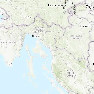 Map showing location of Novi Vinodolski (45.128060, 14.788890)