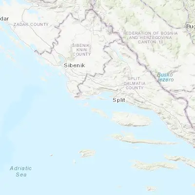 Map showing location of Okrug Gornji (43.494730, 16.265310)