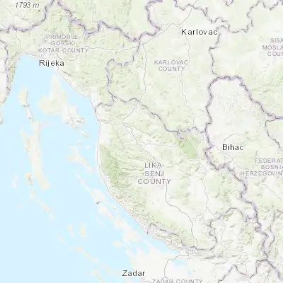 Map showing location of Otočac (44.869440, 15.237500)