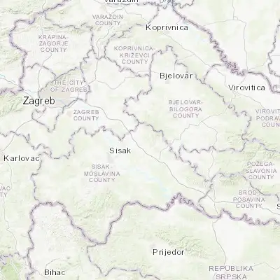 Map showing location of Popovača (45.569720, 16.625000)