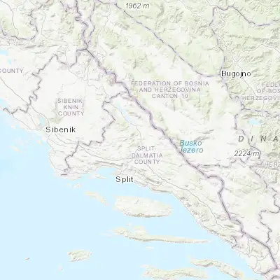 Map showing location of Sinj (43.703610, 16.639440)