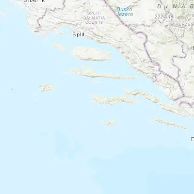Map showing location of Vela Luka (42.963330, 16.722500)