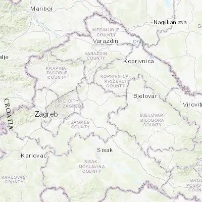 Map showing location of Vrbovec (45.883330, 16.421670)