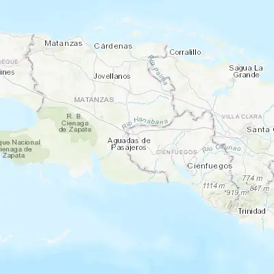 Map showing location of Aguada de Pasajeros (22.385200, -80.847920)