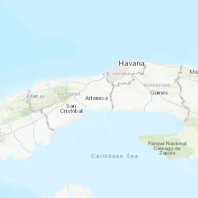 Map showing location of Alquízar (22.805170, -82.583920)