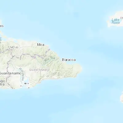 Map showing location of Baracoa (20.347110, -74.496240)