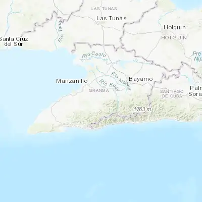 Map showing location of Bartolomé Masó (20.166350, -76.942910)