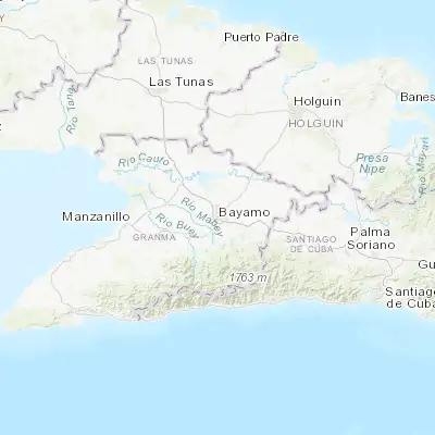 Map showing location of Bayamo (20.374170, -76.643610)