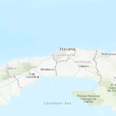 Map showing location of Boyeros (23.007200, -82.401700)