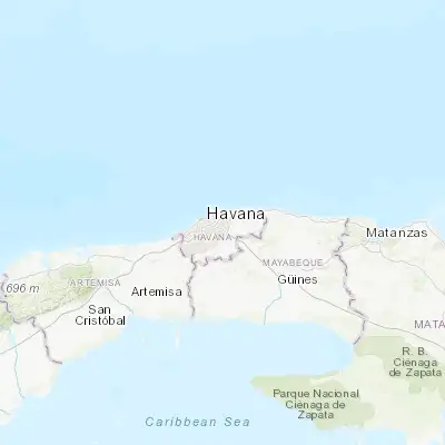 Map showing location of Guanabacoa (23.125180, -82.300670)