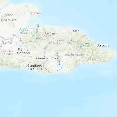 Map showing location of Guantánamo (20.144440, -75.209170)