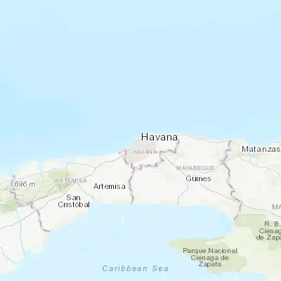 Map showing location of Havana (23.133020, -82.383040)