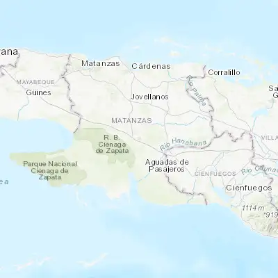 Map showing location of Jagüey Grande (22.526940, -81.128610)