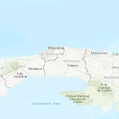 Map showing location of Jamaica (22.975590, -82.168520)