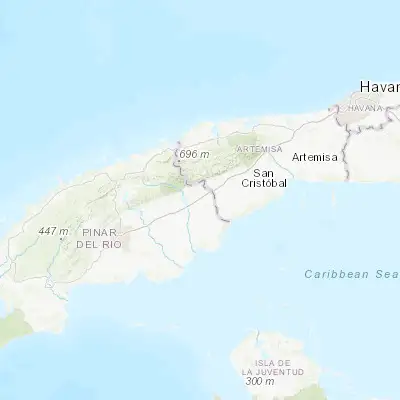 Map showing location of Los Palacios (22.588820, -83.246710)
