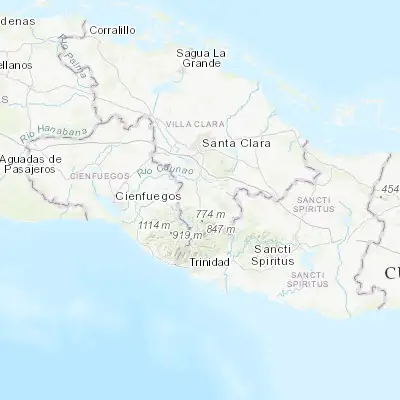 Map showing location of Manicaragua (22.150210, -79.978670)