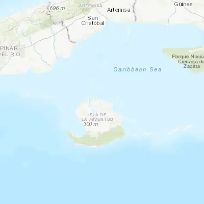 Map showing location of Nueva Gerona (21.886670, -82.805560)
