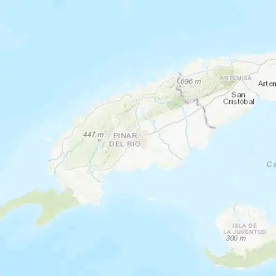 Map showing location of Pinar del Río (22.416670, -83.696670)