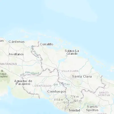 Map showing location of Quemado de Güines (22.788160, -80.252260)