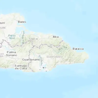 Map showing location of Río Guayabal de Yateras (20.366670, -75.016670)