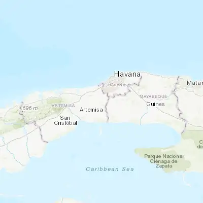 Map showing location of San Antonio de los Baños (22.890180, -82.500990)