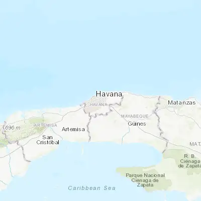 Map showing location of San Miguel del Padrón (23.095440, -82.326690)