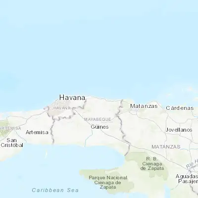 Map showing location of Santa Cruz del Norte (23.154240, -81.925560)