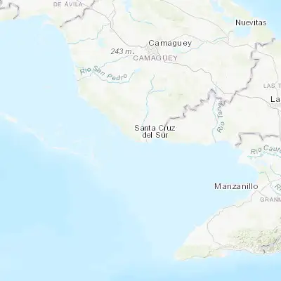 Map showing location of Santa Cruz del Sur (20.716330, -77.998160)