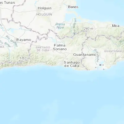 Map showing location of Santiago de Cuba (20.020830, -75.826670)