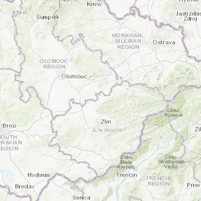 Map showing location of Bystřice pod Hostýnem (49.399240, 17.674010)