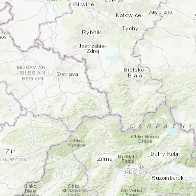 Map showing location of Bystřice (49.636570, 18.720380)