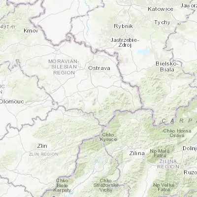 Map showing location of Frýdlant nad Ostravicí (49.592800, 18.359670)