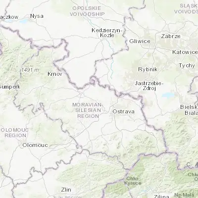 Map showing location of Háj ve Slezsku (49.898560, 18.095400)