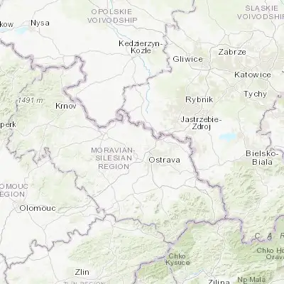 Map showing location of Hlučín (49.897950, 18.191960)